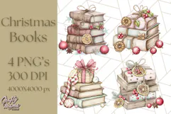 Christmas Book Clipart, Festive Reading PNG Illustrations Product Image 1