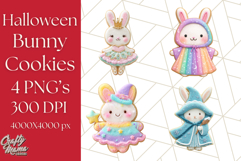 Halloween Bunny Cookie Clipart, Frosted Cookie Bunnies Png Product Image 1