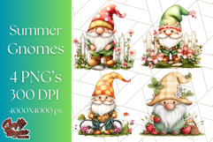 Summer Garden Gnomes Clipart PNG, Summer Country Gnomes Png Product Image 1