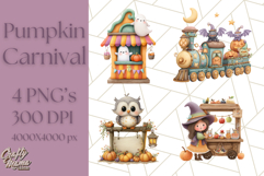 Creepy Carnival Halloween Clipart PNG with Hayride Art Product Image 1
