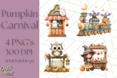 Creepy Carnival Halloween Clipart PNG with Hayride Art Product Image 1