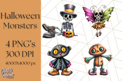 Halloween Monster Clipart PNG, Cute Spooky Characters Product Image 1