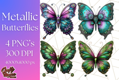 Metallic Butterfly Clipart PNG Clipart, Vibrant Butterfly Product Image 1