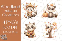 Woodland Autumn Critters PNG Clipart, Cute Fall Animals Product Image 1
