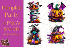 Pumpkin Party Halloween Clipart PNG, Cute Spooky Elements Product Image 1