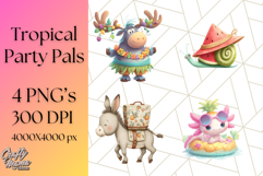 Tropical Fruit Party Animals PNG Clipart, Cute Summer Animal Product Image 1