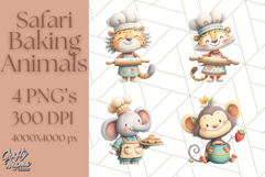 Cozy Safari Baking Animals PNG, Cute Jungle Kitchen Art Product Image 1