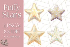 Cute Puffy Star Clipart PNG, 3D Glossy Pastel Stars Clip Art Product Image 1