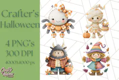 Kawaii Halloween Clipart Cute Kids and Candy Elements Png Product Image 1