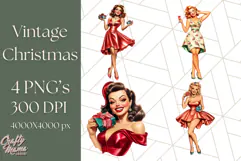 Vintage Glamorous Christmas Party Clipart PNG, Holiday Png Product Image 1