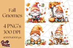 Fall Gnome PNG Clipart, Cute Autumn Gnomes with Pumpkins Product Image 1