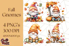 Fall Gnome PNG Clipart, Cute Autumn Gnomes with Pumpkins Product Image 1