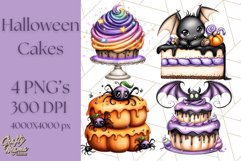 Whimsical Halloween Cake Clipart PNG, Spooky Desserts Product Image 1