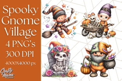 Spooky Gnome Village Clipart PNG Halloween Png Product Image 1