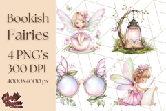 Bookish Fairy PNG Clipart, Whimsical Reading Elements Png Product Image 1