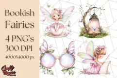 Bookish Fairy PNG Clipart, Whimsical Reading Elements Png Product Image 1