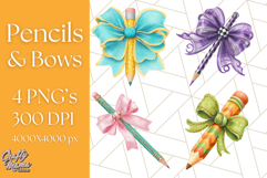 Chubby Pencil With Bows PNG Clipart, Cute School Supply Png Product Image 1