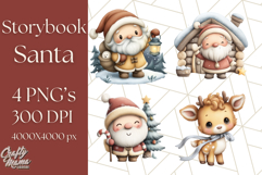 Storybook Santa &amp; Friends PNG Clipart, Christmas Png Clipart Product Image 1