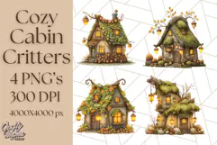 Cozy Cabin Critters Clipart PNG, Fall Animal Png Product Image 1