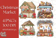 Cozy Christmas Market Stall Clipart PNG, Holiday Art Png Product Image 1