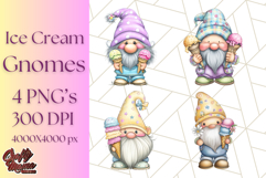 Ice Cream Gnome Clipart PNG Summer Dessert Art, Summer Gnome Product Image 1