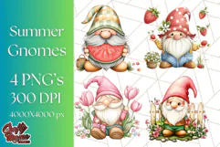 Summer Garden Gnomes Clipart PNG, Summer Country Gnomes Png Product Image 1