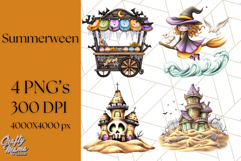 Summerween Beach Party Clipart PNG, Halloween Beach Art Product Image 1