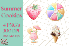 Summer Iced Cookie Clipart PNG, Cute Tropical Cookies Product Image 1