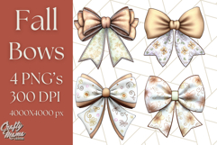 Fall Bow Clipart, Autumn Hair Bows PNG, Fall Ribbon Png Product Image 1
