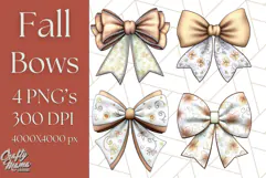 Fall Bow Clipart, Autumn Hair Bows PNG, Fall Ribbon Png Product Image 1