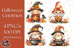 Spooky Cute Halloween Gnome PNG Clipart, Witch Ghost Bat Product Image 1