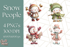 Snowman Family Clipart PNG Winter Holiday Art Product Image 1