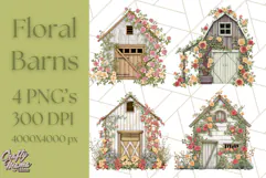 Vintage Cottagecore Barn PNG Clipart, Farmhouse Style Product Image 1