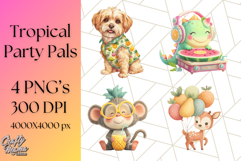 Tropical Fruit Party Animals PNG Clipart, Cute Summer Animal Product Image 1