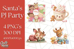 Santa’s Pajama Day Clipart, Cute Christmas Bedtime PNG Product Image 1