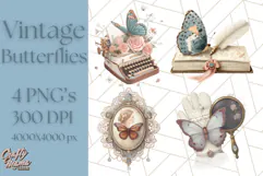 Vintage Butterfly PNG Clipart, Fairytale Cottagecore Images Product Image 1