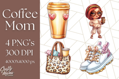 Sassy Mom Coffee PNG Clipart, Messy Bun Mom Life PNGs Product Image 1