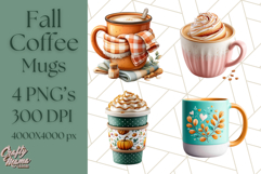 Fall Coffee Cup Clipart PNG, Autumn Mugs, Cozy Drinks Png Product Image 1