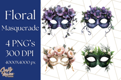 Vintage Garden Masquerade Floral Eye Mask PNG Clipart Product Image 1