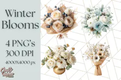 Whimsy Winter Florals Clipart PNG, Christmas Png Clipart Product Image 1