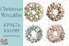 Christmas Wreath Clipart, Holiday Greenery PNG Illustrations Product Image 1