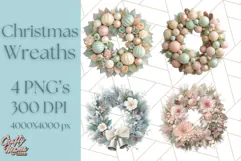Christmas Wreath Clipart, Holiday Greenery PNG Illustrations Product Image 1