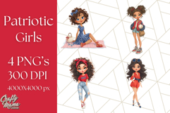 Patriotic Fashion Girl Clipart PNG for 4th of July Product Image 1