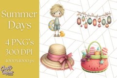 Summer Days Clipart, Whimsical Kids PNG Graphics Product Image 1