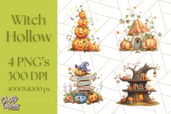 Halloween Witch House Clipart PNG with Potions and Brooms Product Image 1