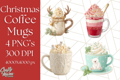 Christmas Coffee Mugs Clipart PNG Festive Cups Product Image 1