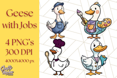 Goose Occupation Clipart PNG, Cute Job-Themed Graphics Product Image 1