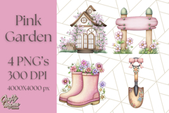 Pink Cottagecore Garden PNG Clipart, Vintage Floral Art Product Image 1