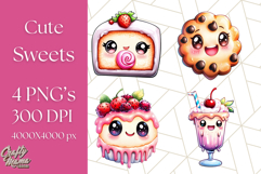 Sweet Treat Face PNG Clipart, Cute Kawaii Dessert Art Png Product Image 1