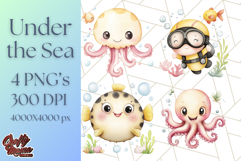 Under the Sea Nursery Clipart, Ocean Animals PNG Product Image 1